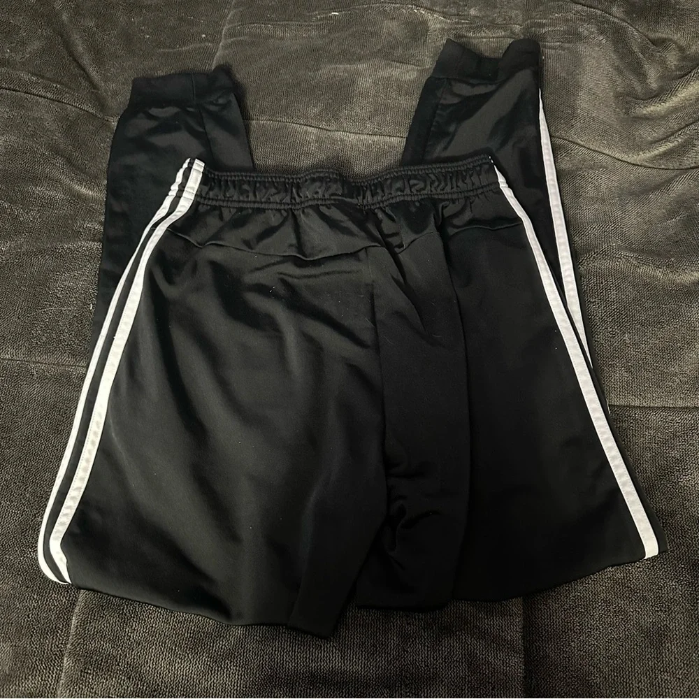 Adidas 3 Stripe Tapered Track Pants/Joggers With Zippered Pockets - Picture 4 of 5